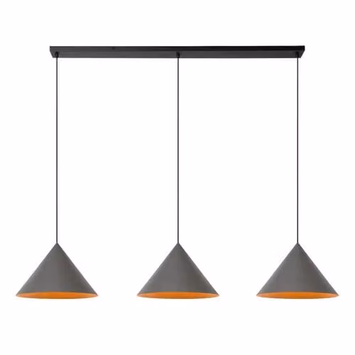 Lucide Spitze Hanglamp Grijs - 3-Lichts - Modern Metaal - Hoogte verstelbaar