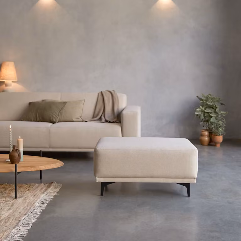 Voetenbank Lars in ecru stof - Beige