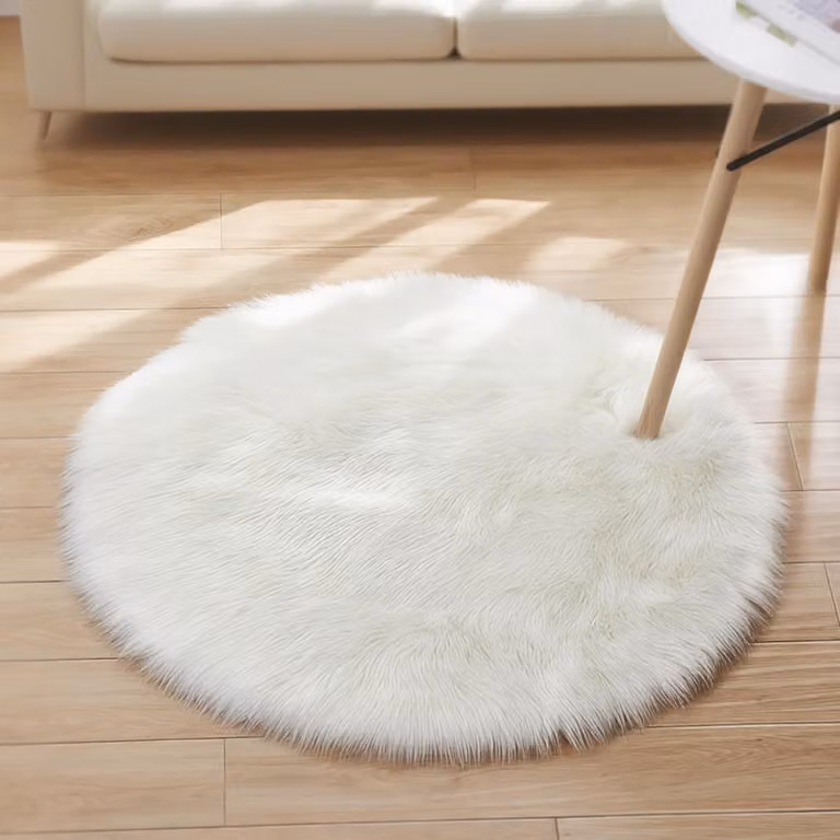Luxe Faux Fur Vloerkleed voor Woonkamer en Slaapkamer, Wit, 60 x 90 cm