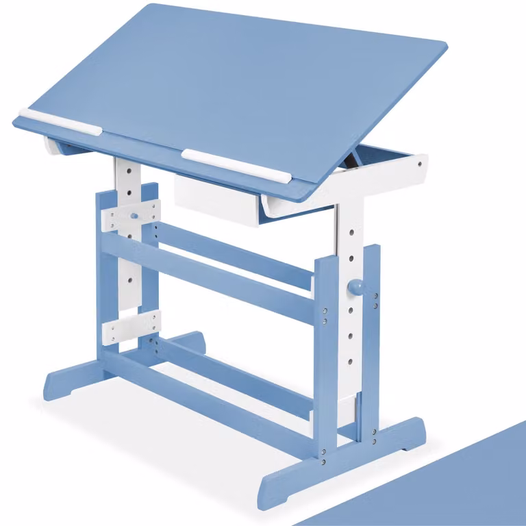 TecTake hoogteverstelbaar bureau blauw B: 109 cm, D: 55 cm, H: 63-94 cm