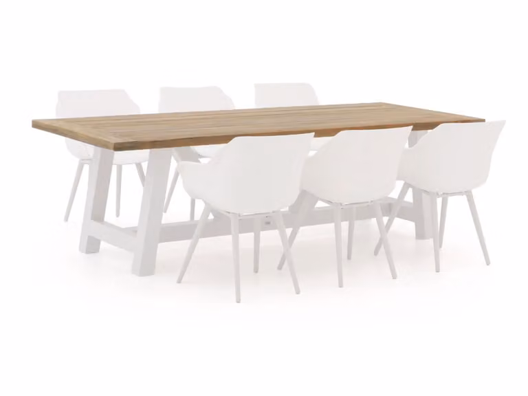 Hartman 7-delige tuinset van teakhout voor 6 personen in bruin of wit