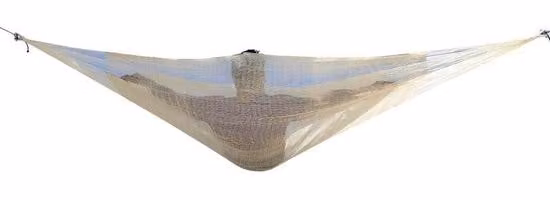 Boho gestreepte hangmat voor de tuin en het terras in beige en wit - 2 x 2 meter