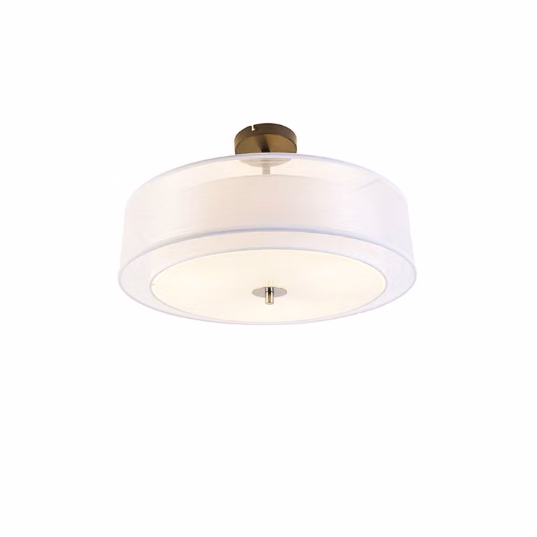 Qazqa Moderne Plafondlamp Wit en Transparant - Rond - 3-Lichts - Diameter: 50 cm
