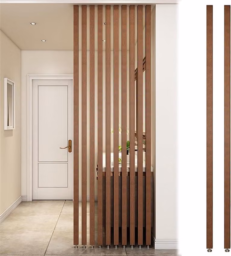 Set van 2 houten lamellen scheidingswanden als kamerverdeler voor woonkamer of kantoor, breedte: 80 cm per stuk
