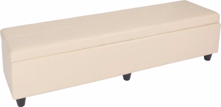 Bankzitting met opbergruimte Kriens XXL, leder en kunstleder, crème, B/D/H: 180 x 45 x 45 cm