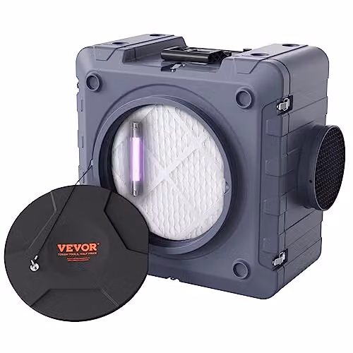 VEVOR Luchtreiniger met 3-traps filtratie (MERV10, Actieve Koolstof, HEPA H13), 800 CFM, Grijs