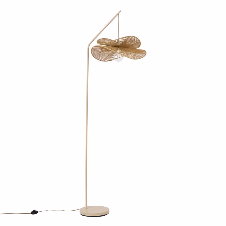 Qazqa Japandi vloerlamp beige met beige kap
