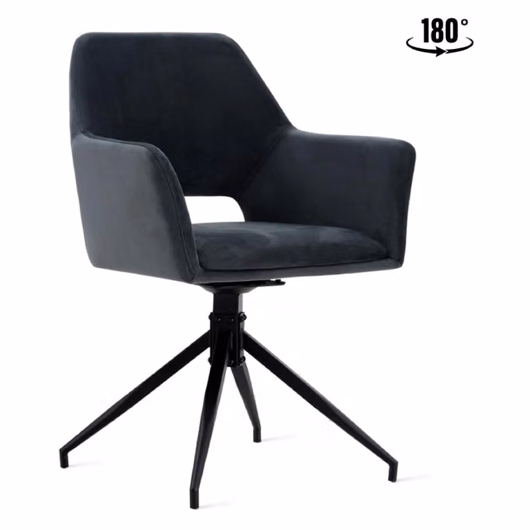 Set van 2 Nest of Nora Draaibare Eetkamerstoelen met Armleuningen Savi - Velvet - Antraciet