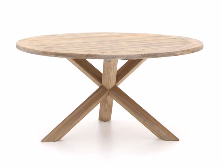 ROUGH Furniture Ronde Tuineettafel van Teakhout - Bruin/Grijs - Ø 150 cm