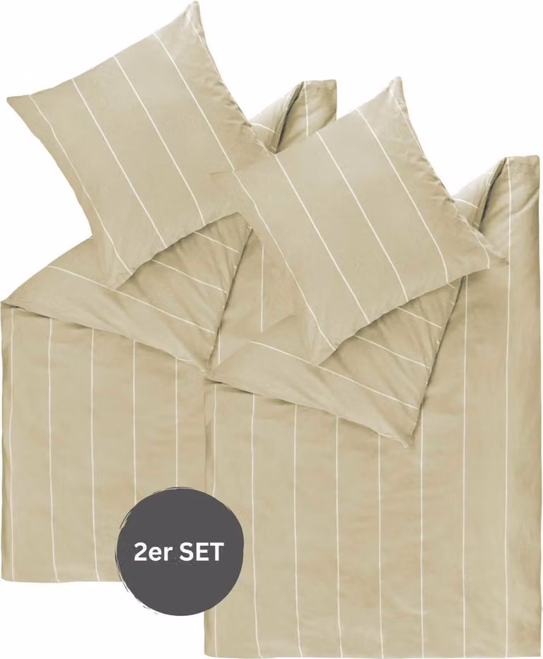 ESPRIT Versterkte kussenslopen en beddengoed HARPLINES Beige, 2-delige set, 135 x 200 cm