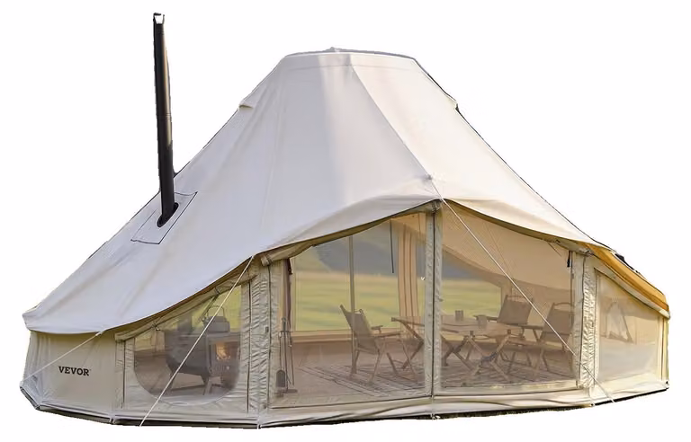 VEVOR Glockenzelt tipi-tent voor 12 personen, 4 seizoenen, beige, B/D/H: 6 x 4 x 3,1 m