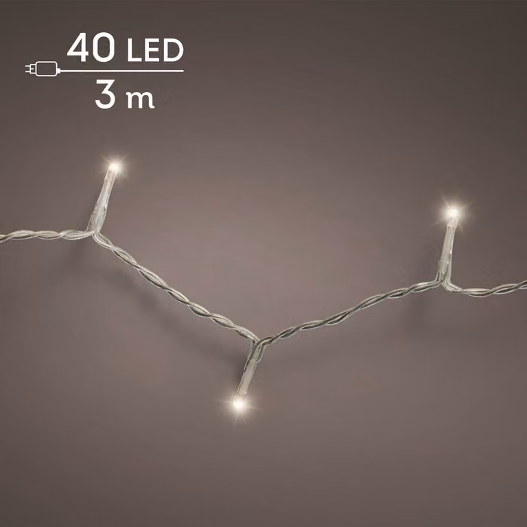 Lumineo Basic LED rijstlampjes transparant warm wit