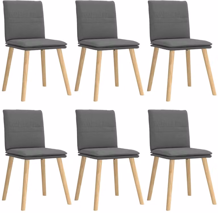 vidaXL Set van 6 Eetkamerstoelen in Donkergrijs Stof