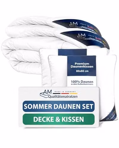 DormiGood Premium Donzen Zomerdekbed en Kussenset, 2-delig, Allergievriendelijk, OEKO-TEX gecertificeerd, Dekbed 135 x 200 cm en Kussen 80 x 80 cm