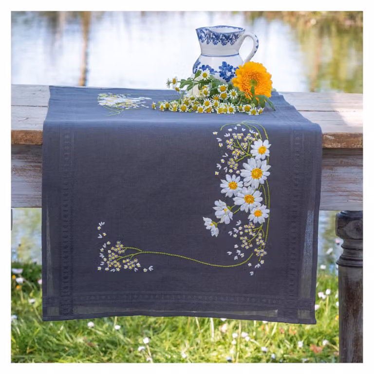 Dripio Set tafelrunners met bloemenprint, katoen, 40 x 100 cm