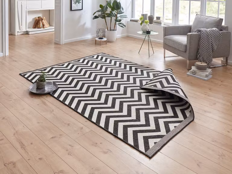 home24 Palma Binnen- en buitenkleed zwart/crèmekleurig polypropeen B: 240 cm, D: 340 cm