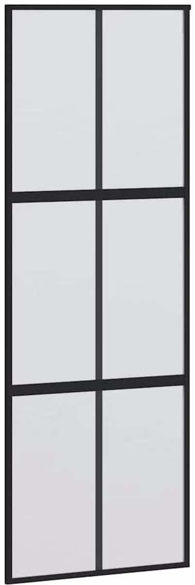vidaXL Schuifdeur met gehard glas en aluminium in zwart, 90 x 205 cm