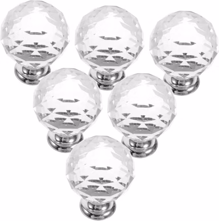Jojofuny Set van 6 Decoratieve Glazen Knoppen voor Keukenkastjes en Meubels
