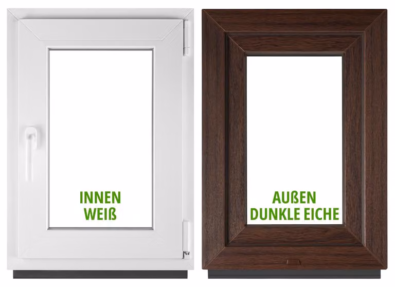 BauPlaza Kelderraam Draaikipraam met Dubbel Glas, B/H: 100 x 115 cm, DIN links, Donker Eikenhout en Wit, PVC Kunststofraam