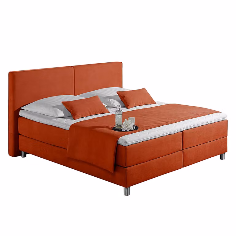 home24 Boxspring Nilan 140 x 200 cm mixweefsel rood/terracotta H2 pocketveringmatras