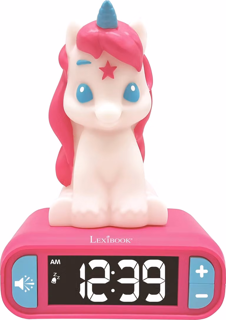 Lexibook Digitale Nachtlamp met Wekker - Unicorn - 3D Licht en Geluid - Wit en Roze