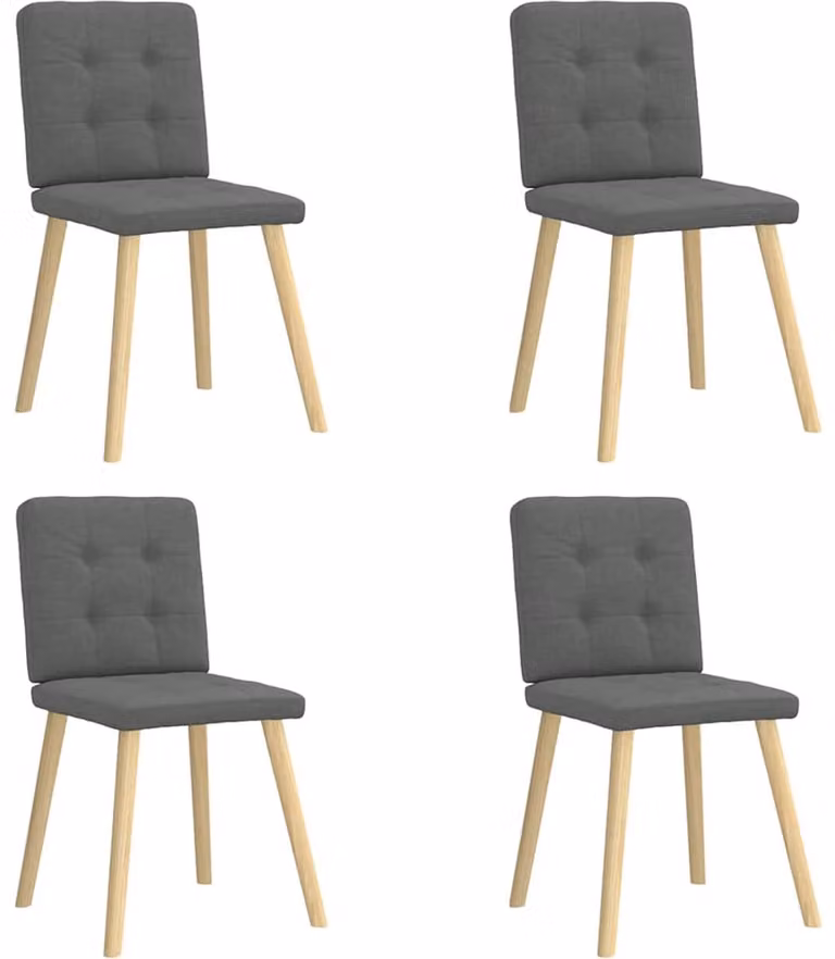 vidaXL Set van 4 Eetkamerstoelen in Donkergrijs Stof