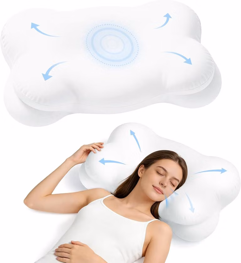 SnelShoppen Ergonomisch Nekkussen - Memory Foam Orthopedisch Kussen voor Zij-, Rug- en Buikslapers - H x B x D: 9/11 x 38 x 69 cm