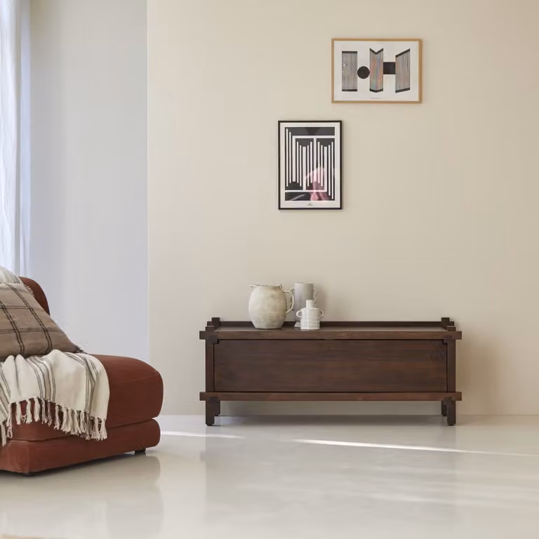 Tikamoon Arko Tv-meubel van massief mangohout - Bruin - B: 120 cm, D: 40 cm, H: 48 cm