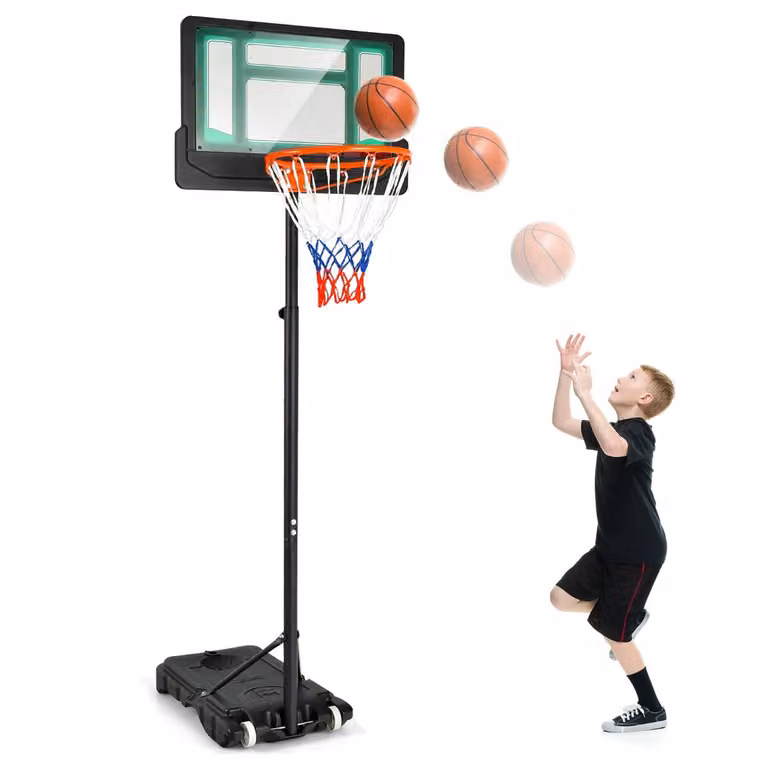 Costway Basketbalstandaard voor binnen en buiten, verstelbare hoogte 154-210 cm, groen