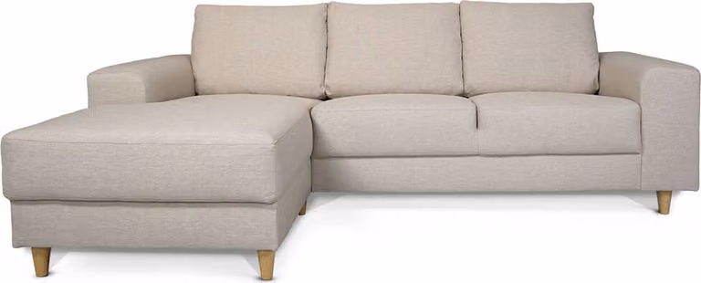 Nordic Scandinavische bank met chaise longue links gericht in licht beige