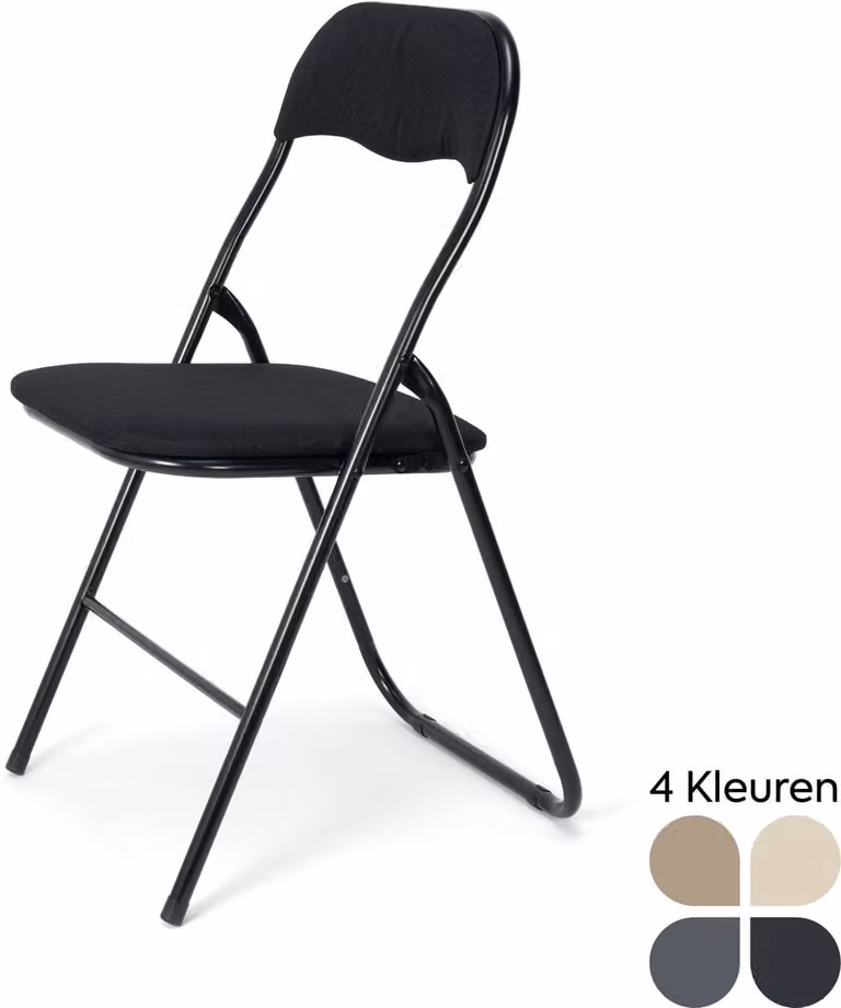 Meije Nova Klapstoel - Zwart - Linnen - Zithoogte: 45 cm