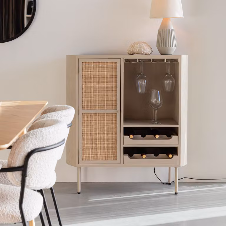 ZILT Wijnkast Meja Rattan Beige B: 100 cm, D: 90 cm