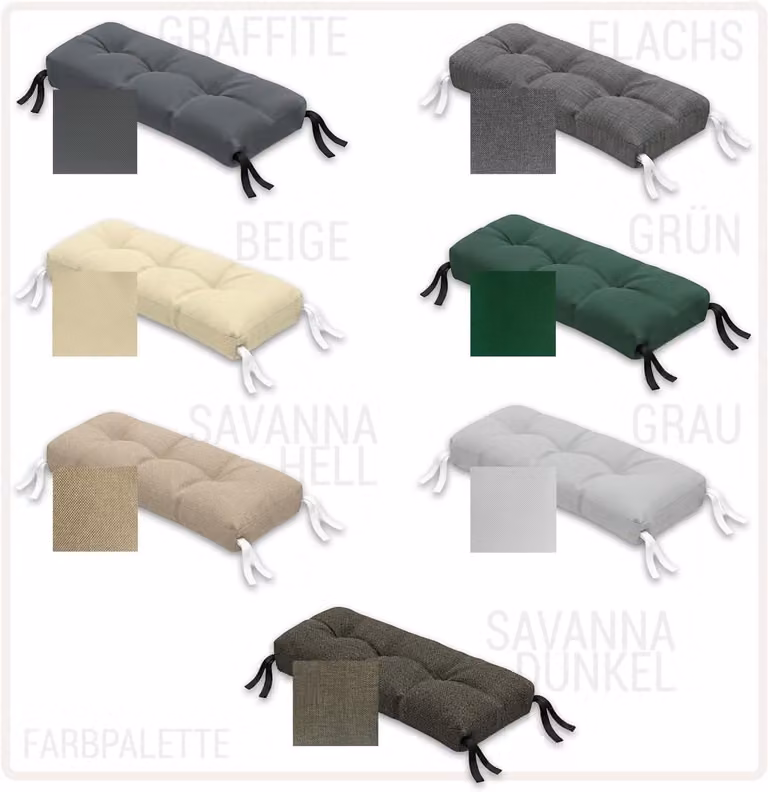 Grijs gewatteerd outdoor kussen voor tuinbank of schommelbank, 120 x 50 cm