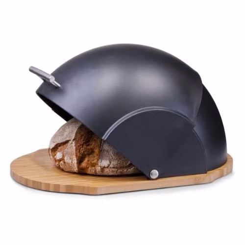 Zeller Broodtrommel zwart bamboe modern met klem