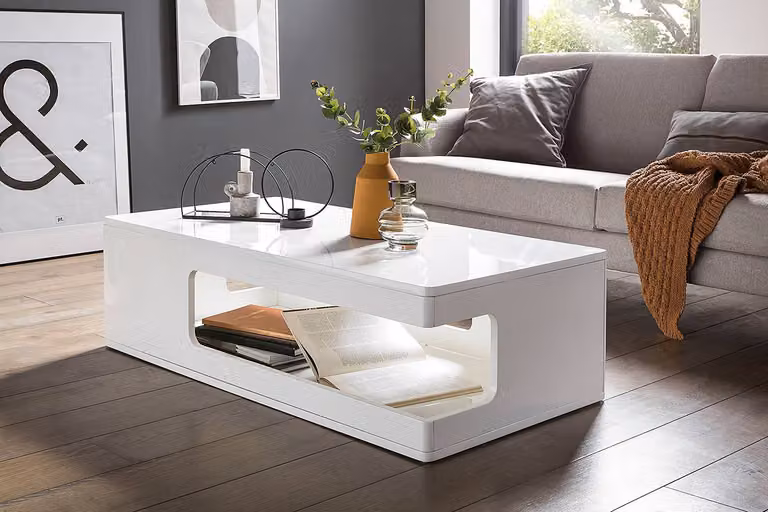 home24 Salontafel Ferndale wit, B: 120 cm, D: 35 cm, H: 60 cm