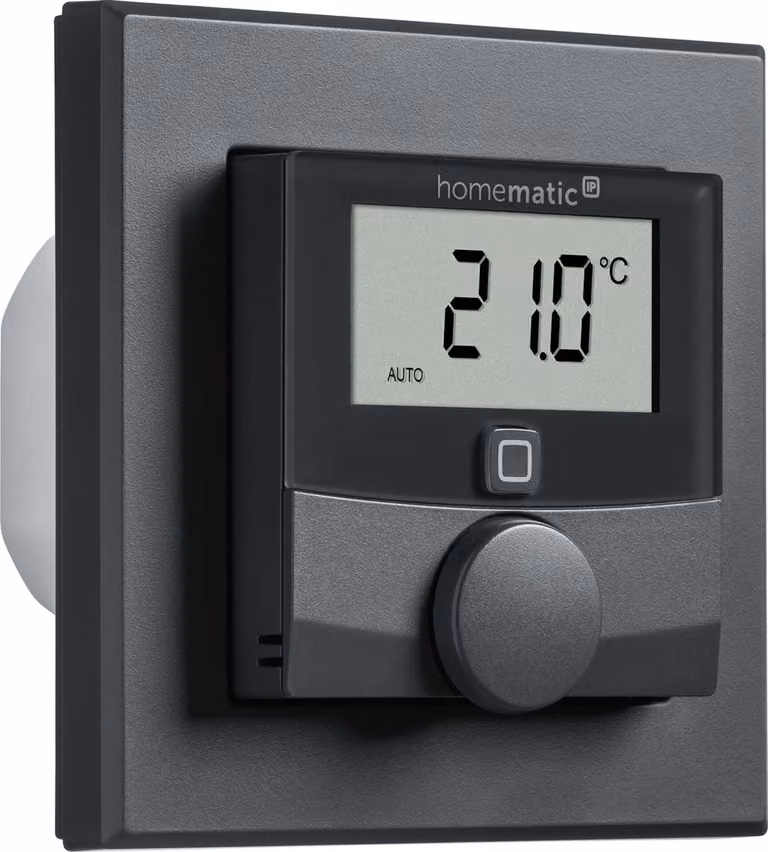 Homematic IP Digitale thermostaat 159928A0, Anthraciet, 869,65 MHz, Draaiknop en knoppenbediening