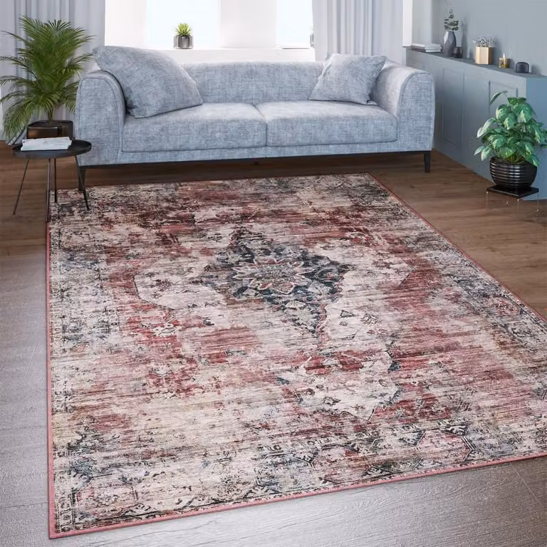 Modern Marokkaans Vloerkleed voor Woonkamer en Slaapkamer - Rechthoekig - Polyester - Rood