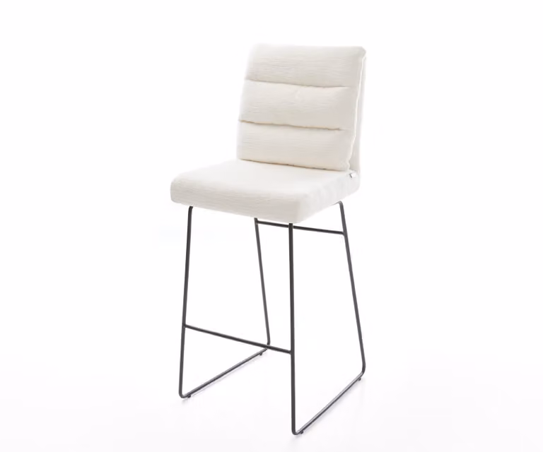 DELIFE Barstoel Pela-Flex Beige Bouclé met Zwart Metalen Sledeonderstel