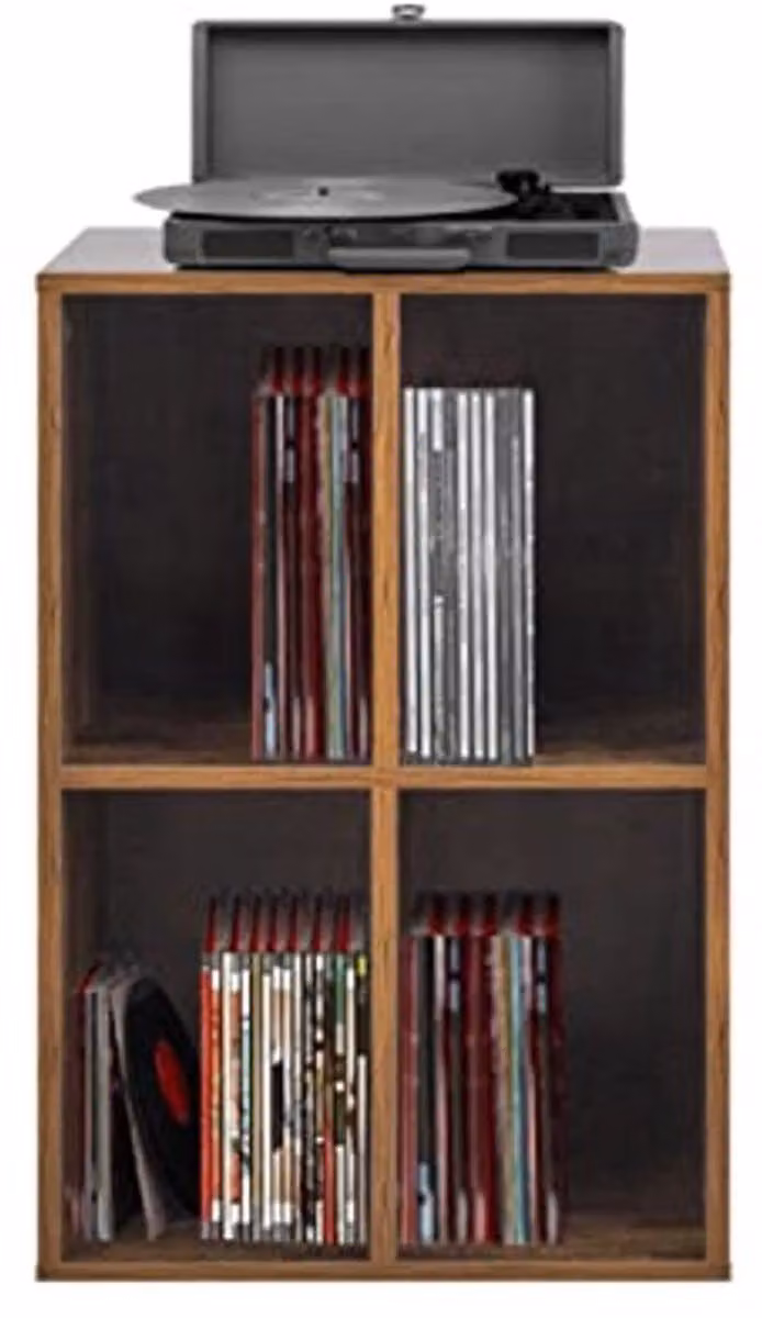 Cube Opbergkast voor Vinyl LP Platen en Media in Bruin
