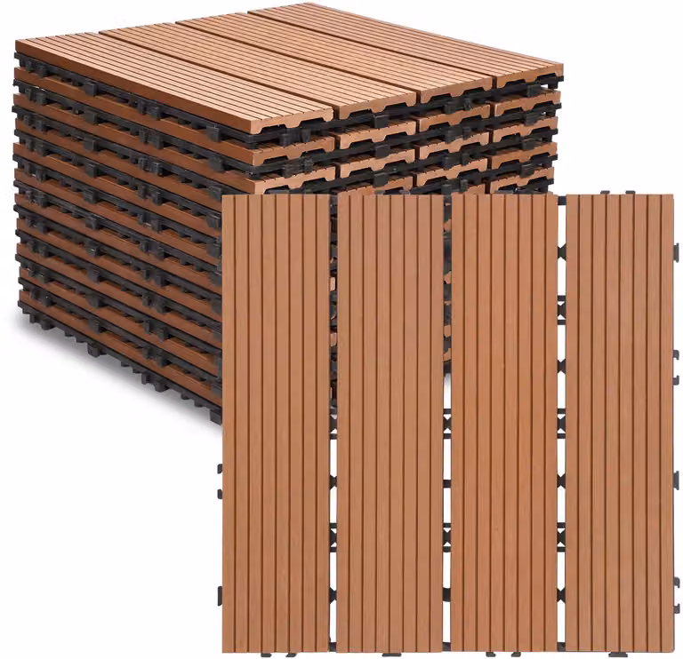 66 WPC terrastegels met click-systeem, Bruin, 30 x 30 cm