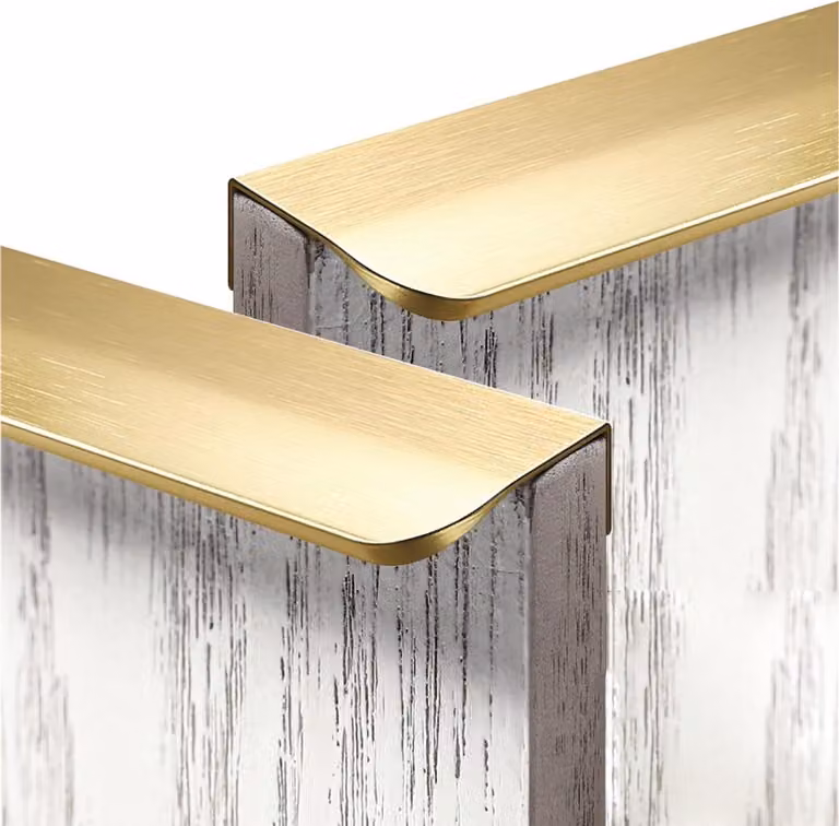 Set van 2 verborgen kastgrepen van aluminiumlegering in geborsteld goud, lengte 80-1200 mm