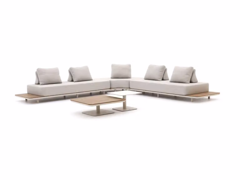 Bellagio Hoek loungeset voor 5 personen met beige kussens en aluminium frame