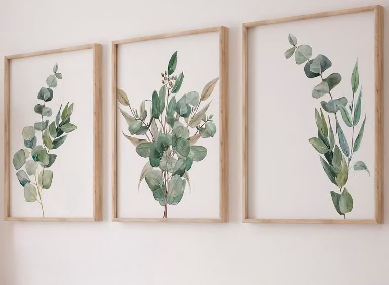 Set van 3 Eucalyptus Posters van Eviepops Prints - Botanische Wanddecoratie voor in je Woonkamer