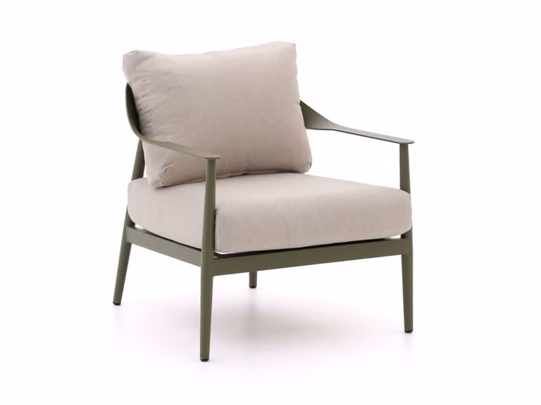 Bellagio Valli Lounge tuinstoel van aluminium in groen met beige textiel