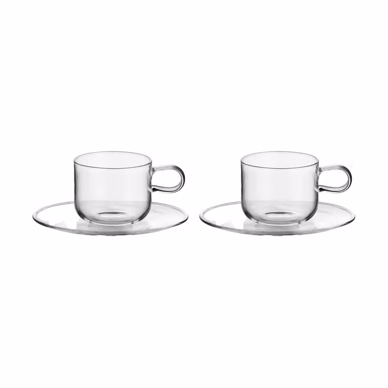 Kosta Boda Viva kopje met schotel 30 cl 2-pack Transparant