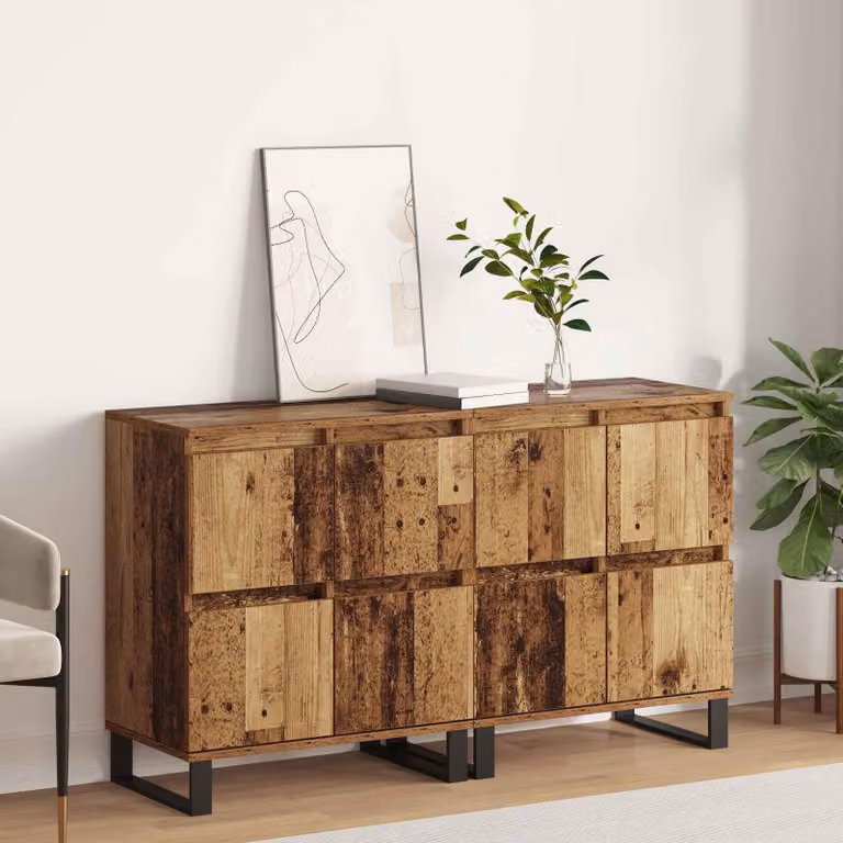 vidaXL Set van 2 Moderne Dressoirs van Gerecycled Hout, B/D/H: 60 x 35 x 70 cm