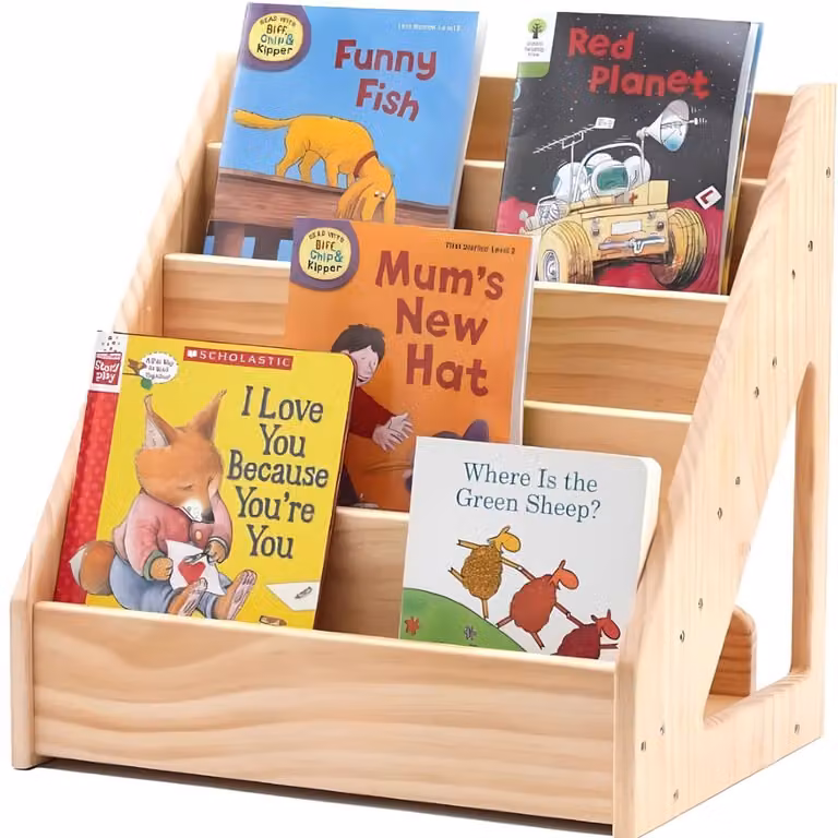 VALI Boekenrek voor kinderen - Lichtbruin - B: 43 cm, D: 32 cm, H: 13 cm