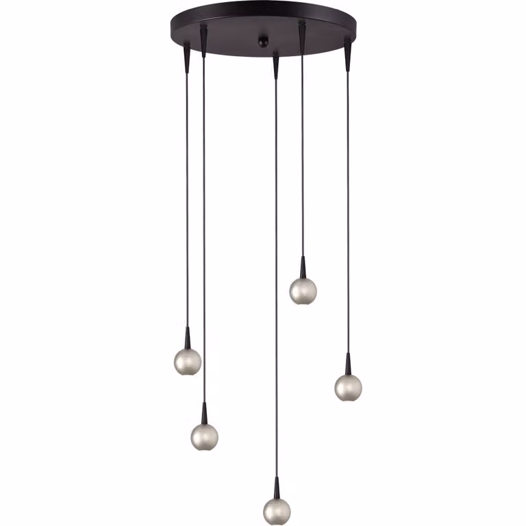 Masterlight Talana 5-lichts hanglamp zwart en nikkel met diameter: 35 cm
