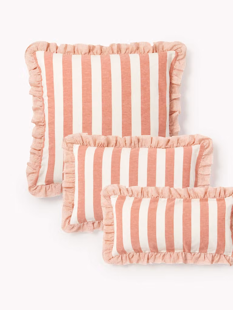 Westwing Collection Kussenhoes met ruches Posie van linnen-katoen, 80x80 cm