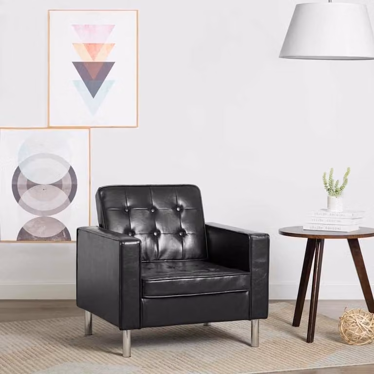 Zwarte Oorfauteel Lounge Stoel met Hoge Rugleuning B/D/H: 75 x 70 x 75 cm